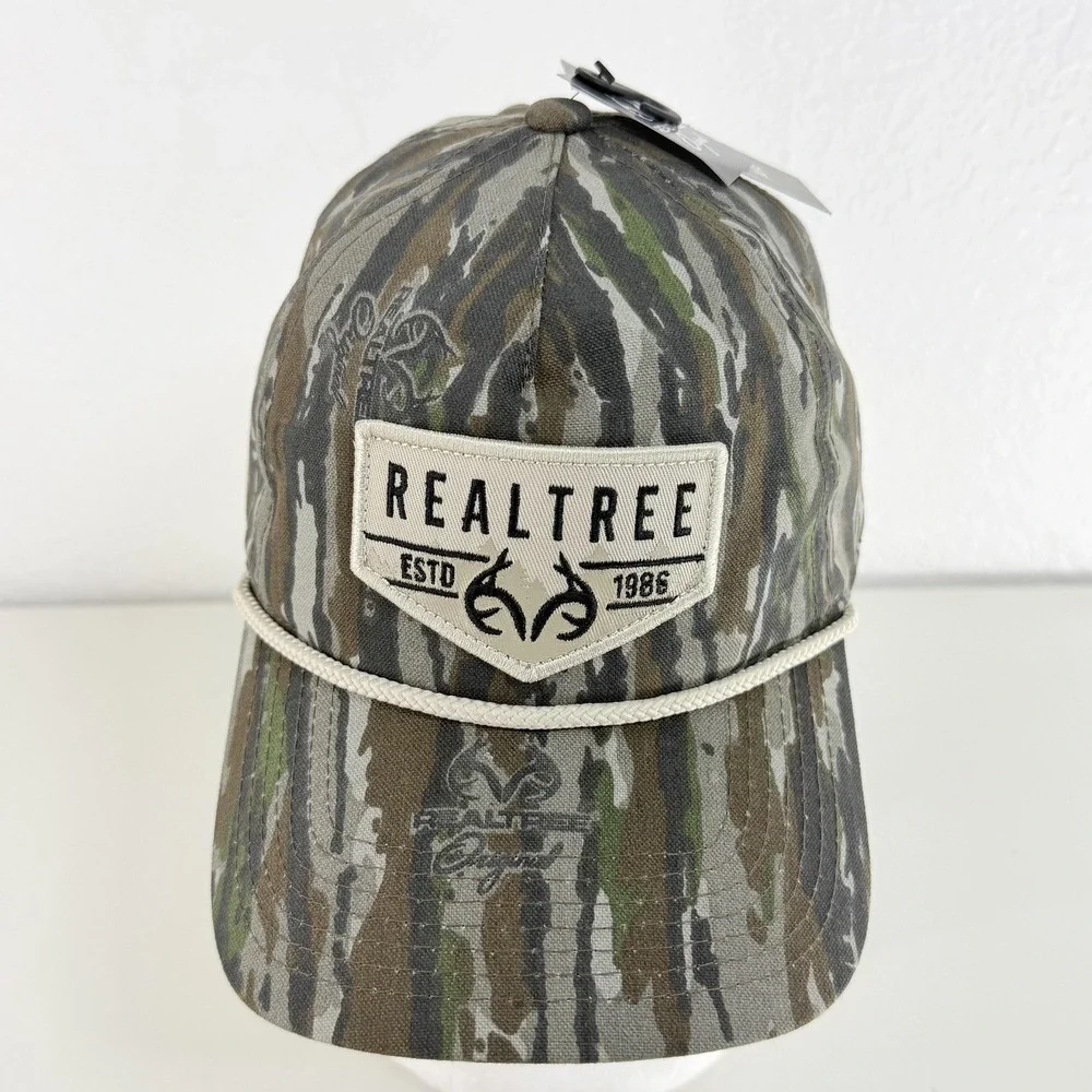 Realtree Hat Cap Snap Back One Size Mens Brown Camo RT Original Rope Patch